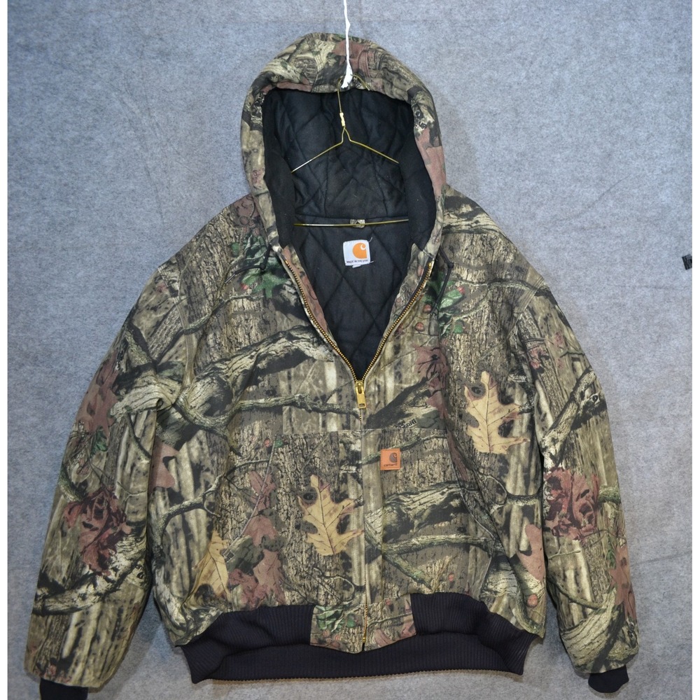 VTG Carhartt Jacket Men 2XL Camo Hooded Quilted RealTree Workwear J221 Union USA